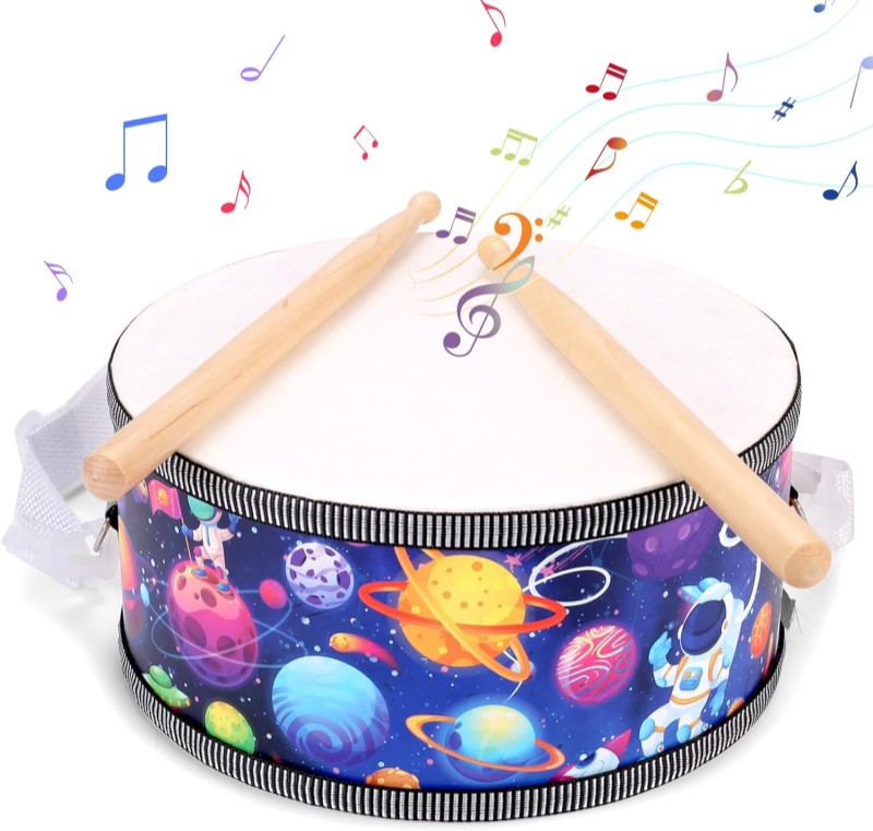 OATHX Toddler Drum Set for Kids Ages 1 2 3 4 5 6/Wooden Snare Drum Kit / 8